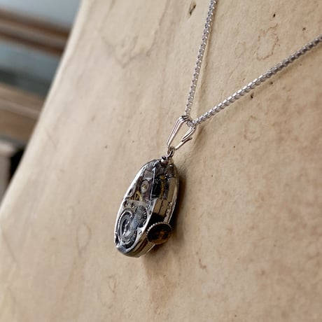 antique movement necklace "USA ELGIN" SV925【K0811】