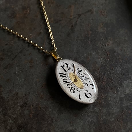 antique dial necklace K18GP "1920's art nouveau" ボックス付【K0751▲】