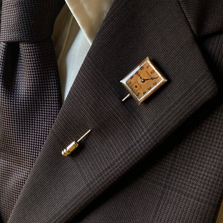 【企画展作品】antique square dial hatpin/lapelpin 【something special/S0027】