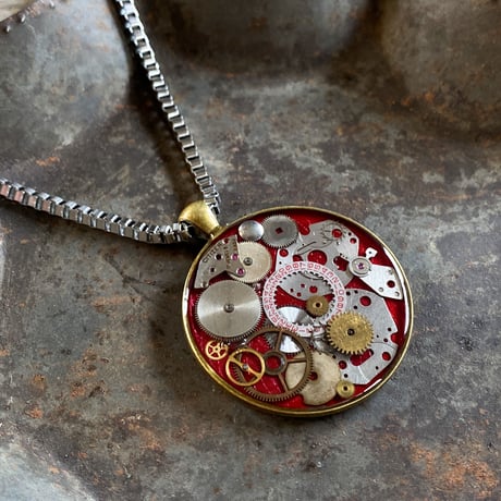 【K0693】CLOPOA standard large necklace red