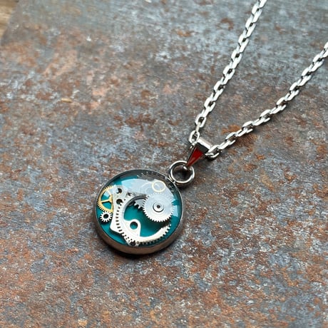 【サイズ限定特価】9時5分の歯車 オリジナルTシャツ ブラック&CLOPOA petit necklace turquoise【Sサイズ限定】【K0857】
