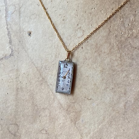 【new!!】antique rectangle necklace "WALTHAM" K18GP【K1031】