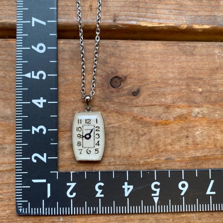 【K0665】antique rectangle dial necklace