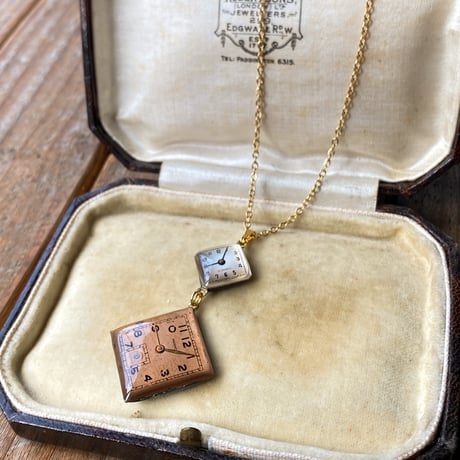 【企画展作品】antique square double dial long necklace K18GP【something special/S0001】