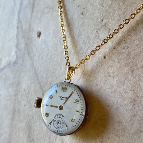 antique dial&copper movement  reversible necklace【K0575】