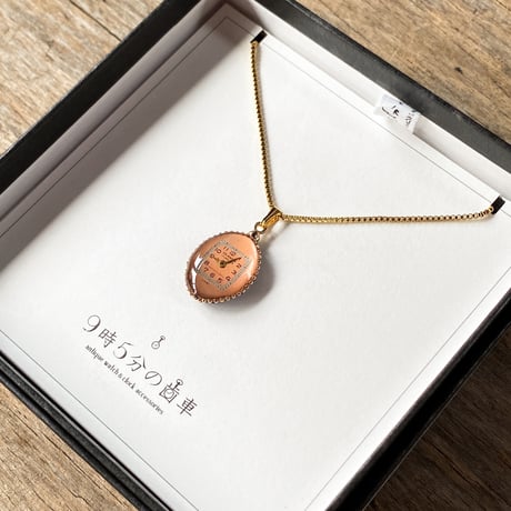 antique teardrop dial silhouette necklace "copper tone"【K0986】
