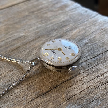 antique dial&movement reversible necklace【K0610】