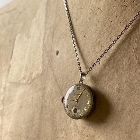 antique dial&movement reversible necklace "citizen"【K0540】