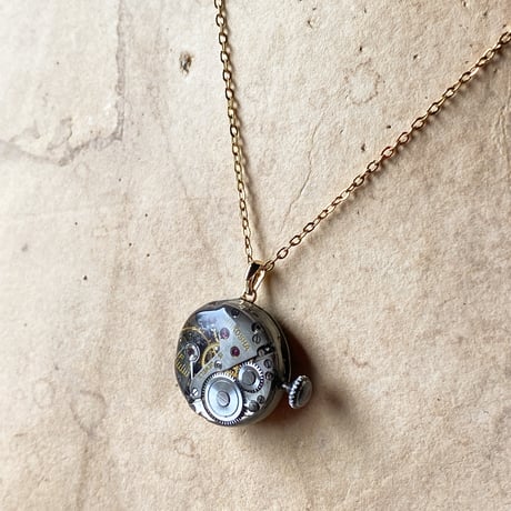antique dial&movement necklace K18GP【K0778】