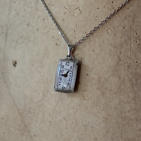 antique rectangle necklace "ELGIN" 【K0969】
