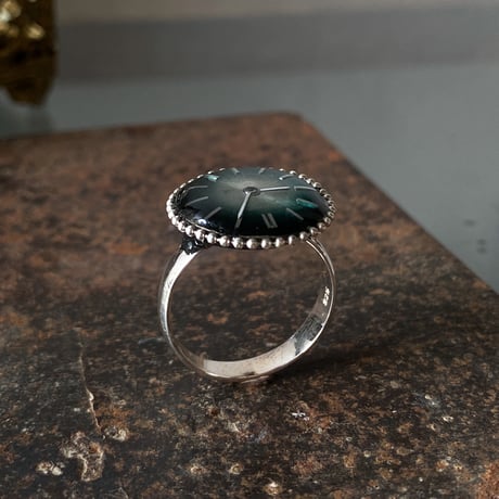 【企画展作品】antique lightgreen dial ring "CITIZEN" SV925 #15【something special/S0016】