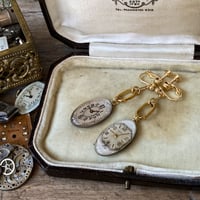 【new!!】antique oval dial hook earrings gold stainless【K1004】