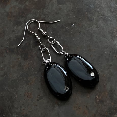 antique oval dial coilhook pierced earrings【K0818】