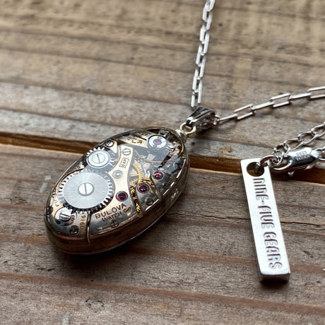 antique movement necklace "USA BULOVA" SV925(ボックス付)【K0881】