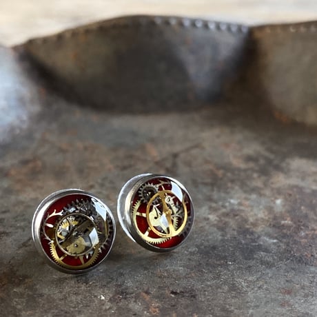 CLOPOA petit pierced earrings bordeaux【K0574】