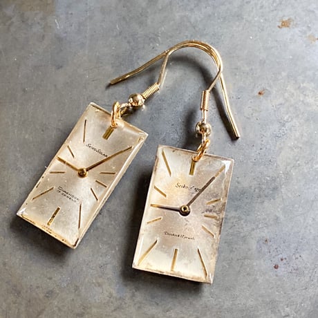 antique dial hook pierced earrings K18【K0505】