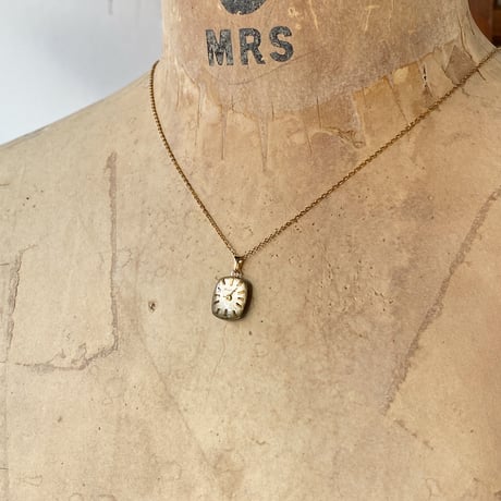 antique square dial necklace K18GP "BULOVA"【K893】