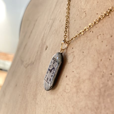 antique rectangle necklace K18GP "ELGIN" 【K0827】