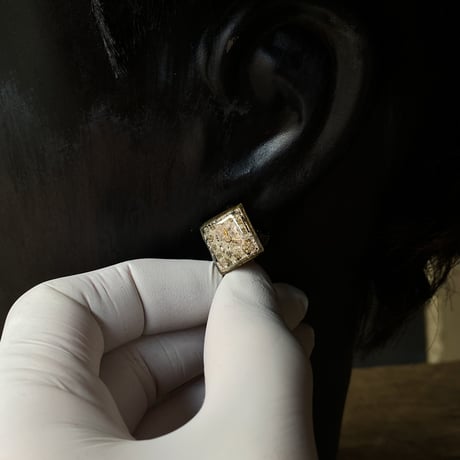 antique dial square rhombus earrings "GRUEN"(ボックス付)【K1003】