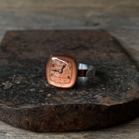 【new!!】 antique square dial ring "copper tone" #15(ボックス付)【K0999】