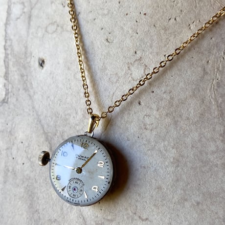 antique dial&copper movement  reversible necklace【K0575】