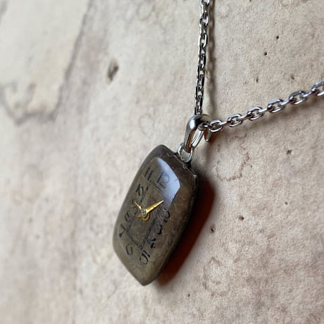 【K0656】antique rectangle dial necklace