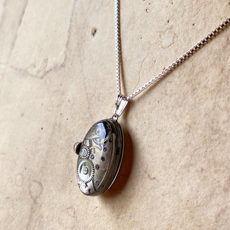 【企画展作品】antique oval dial&movement necklace SV925【something special/S0003】