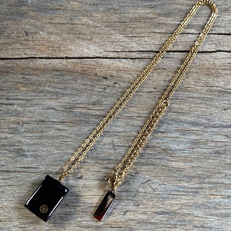 antique  rectangle blue dial necklace "eastern europe"【K0750】