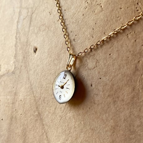 antique teardrop dial necklace K18GP "BLOVA"【K0869】