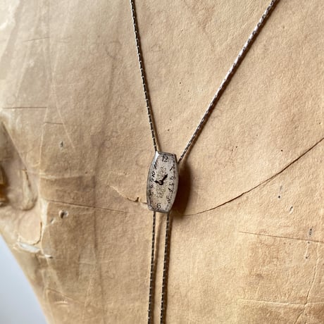 antique dial chain looptie  "1920's art nouveau hand engraving"【K0873】