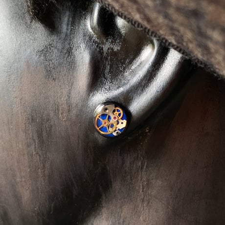 CLOPOA BLACK petit pierced earrings blue【K0878】