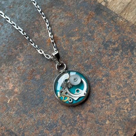 【サイズ限定特価】9時5分の歯車 オリジナルTシャツ ブラック&CLOPOA petit necklace turquoise【Sサイズ限定】【K0857】
