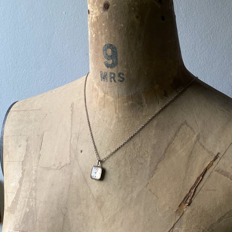 antique square dial necklace "HILTON"【K0734】