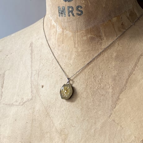 antique octagon dial necklace K18GP "BULOVA"【K0932】