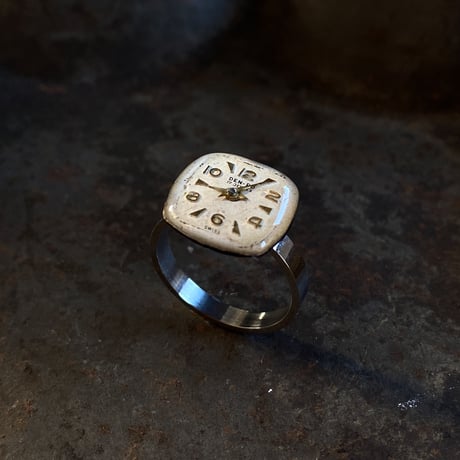 antique square dial ring #14 (ボックス付)【K0730】