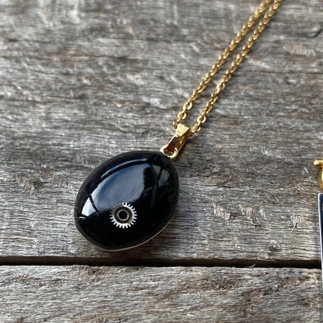 antique oval dial necklace K18GP "WALTHAM"【K890】