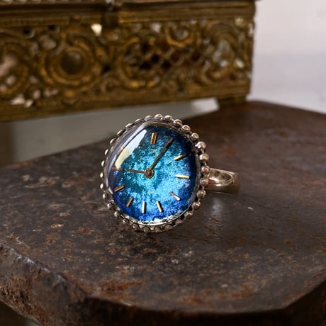 【企画展作品】antique skyblue dial ring "SEIKO" SV925 #13【something special/S0012】