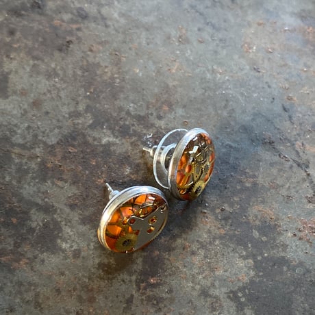 【K0616】 CLOPOA petit pierced earrings orange