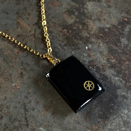 antique  rectangle blue dial necklace "eastern europe"【K0750】