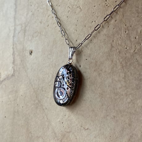 antique movement necklace "USA BULOVA" SV925(ボックス付)【K0964】