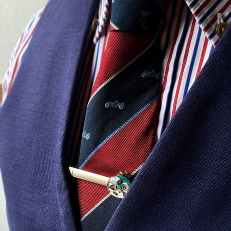 【K0682】antique movement colors tiepin turquoise "ELGIN"(ボックス付)