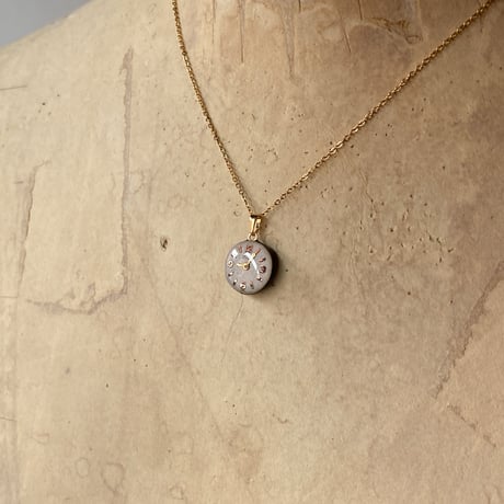 antique round dial necklace K18GP【K0968】