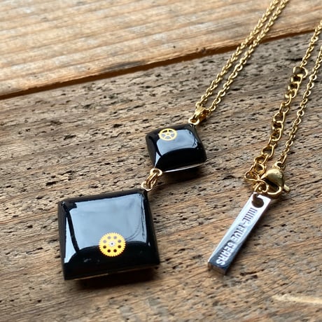 【企画展作品】antique square double dial long necklace K18GP【something special/S0001】