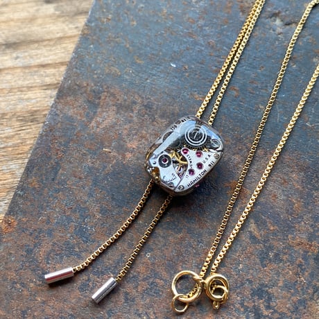 antique movement chain looptie necklace K18GP【K0830】