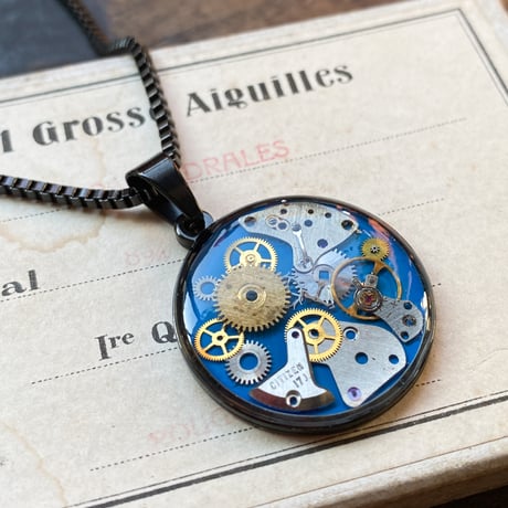 CLOPOA BLACK standard necklace skyblue【K0823】