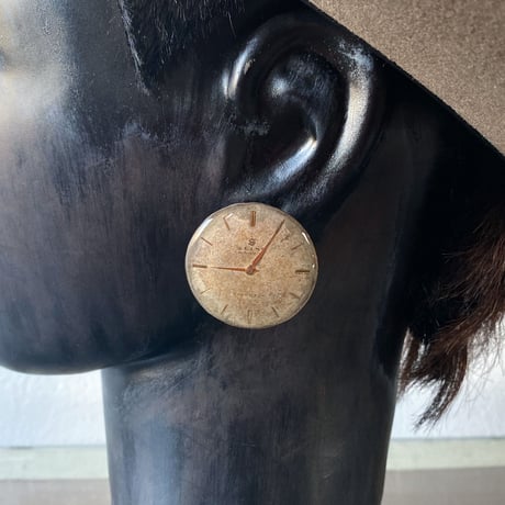 antique round dial earrings【K0684】