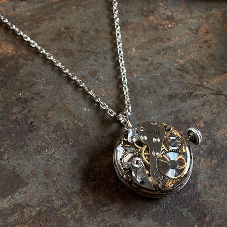 antique dial&movement reversible necklace "seikosha"【K0539】