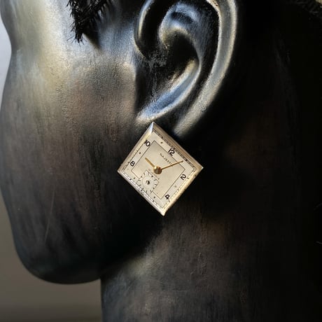 【企画展作品】antique dial square rhombus pierced earrings【something special/S0022】