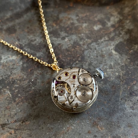 【K0691】antique dial&movement necklace  K18GP