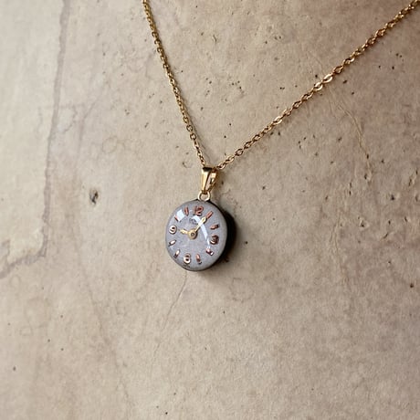 antique round dial necklace K18GP【K0968】